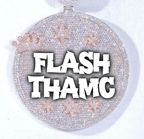 CUSTOM LETTER NECKLACE 3D BIG CROWN DISC sold by The GUU Shop