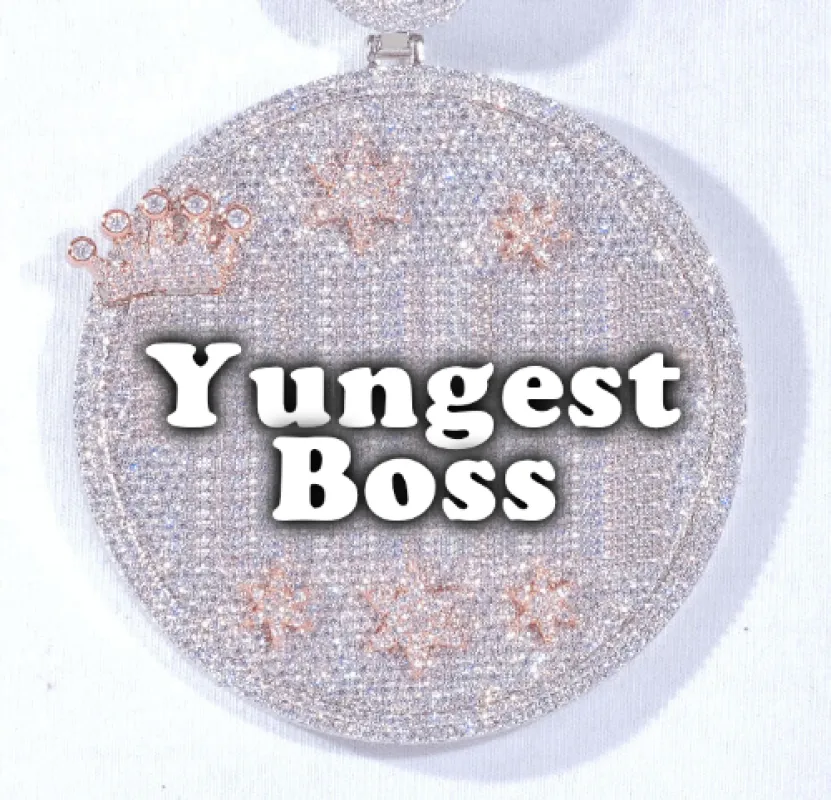 CUSTOM LETTER NECKLACE 3D BIG CROWN DISC sold by The GUU Shop