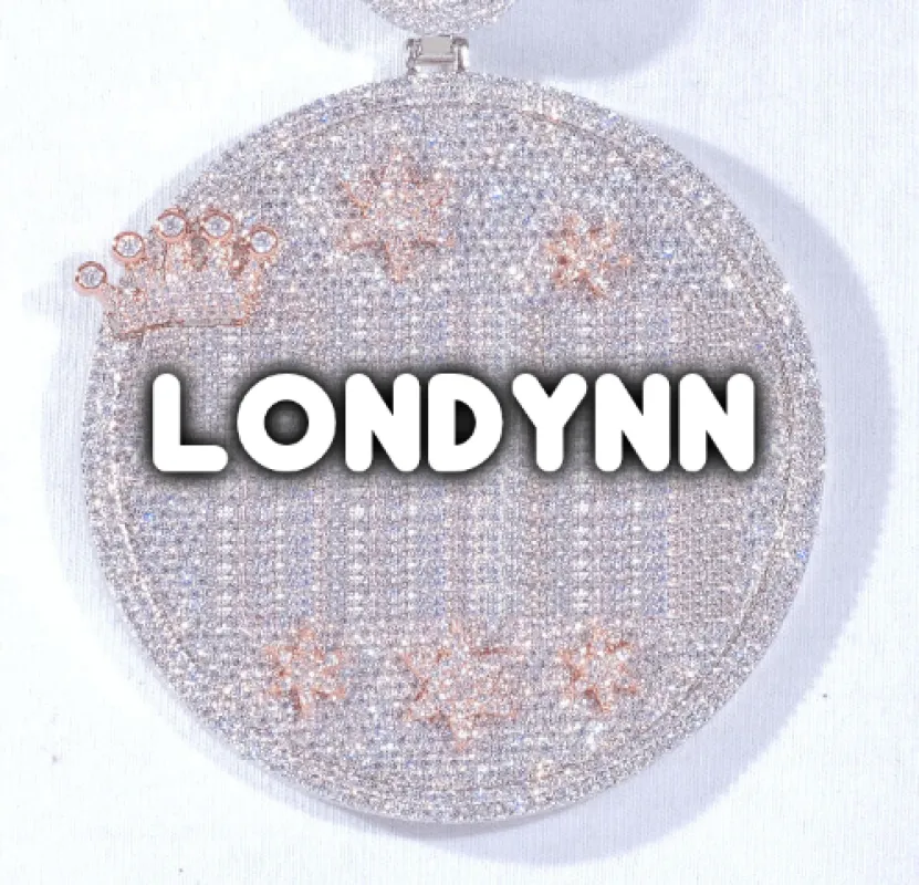 CUSTOM LETTER NECKLACE 3D BIG CROWN DISC sold by The GUU Shop