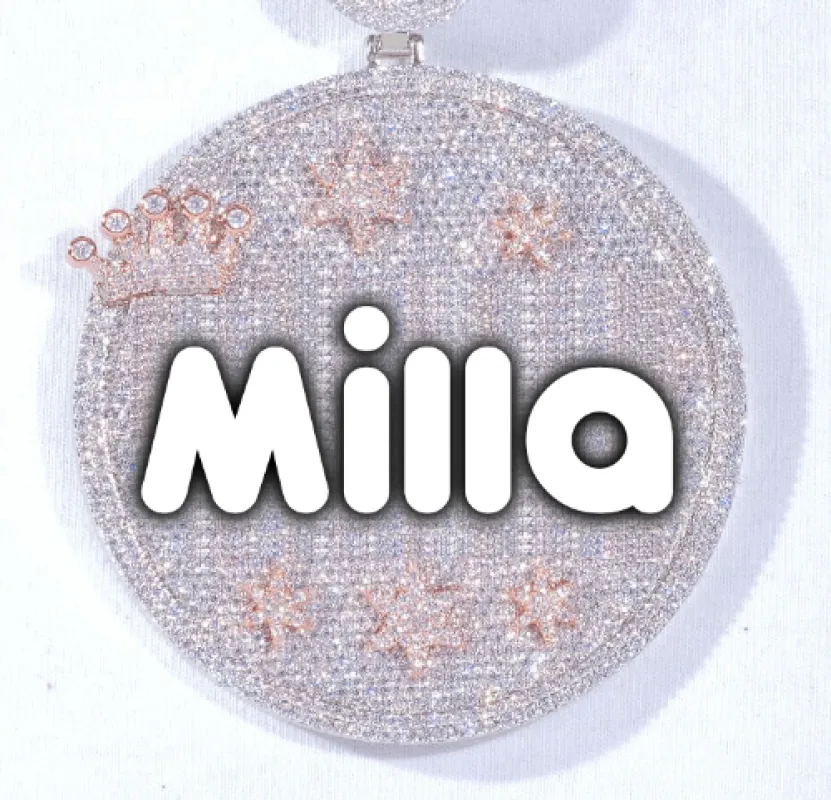 CUSTOM LETTER NECKLACE 3D BIG CROWN DISC sold by The GUU Shop