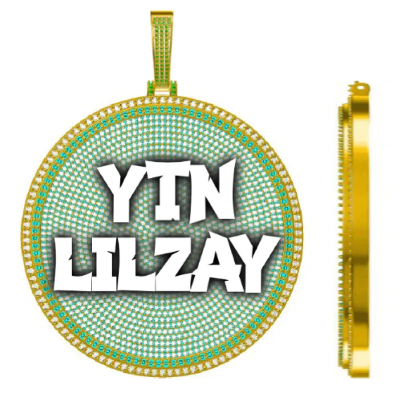 CUSTOM LETTER NECKLACE 3D BIG DISC sold by The GUU Shop