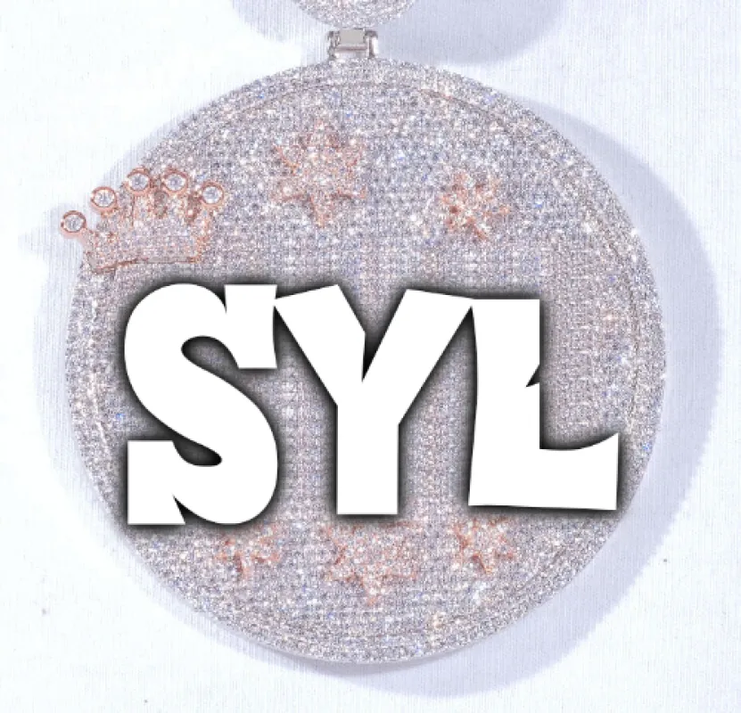 CUSTOM LETTER NECKLACE 3D BIG CROWN DISC made by The GUU Shop