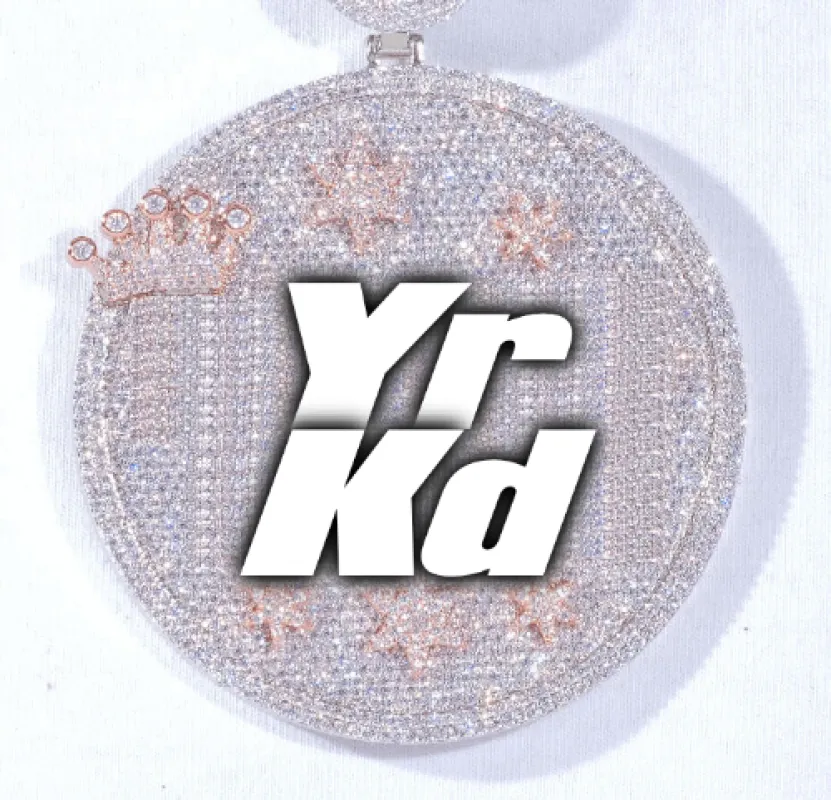 CUSTOM LETTER NECKLACE 3D BIG CROWN DISC made by The GUU Shop