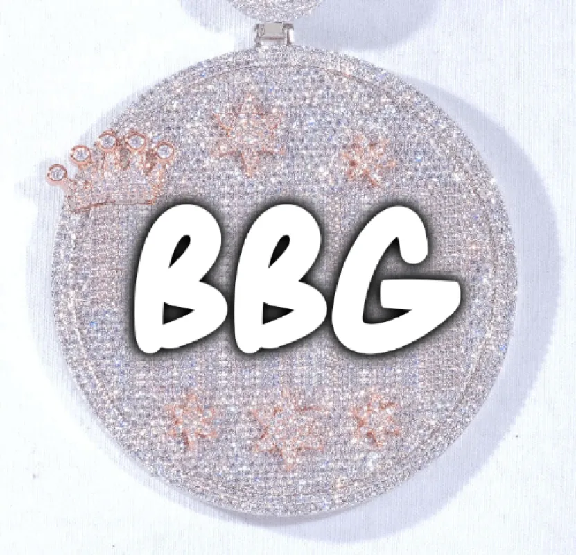 CUSTOM LETTER NECKLACE 3D BIG CROWN DISC sold by The GUU Shop