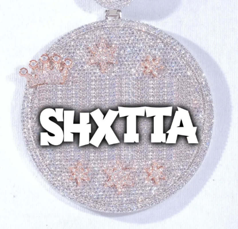 CUSTOM LETTER NECKLACE 3D BIG CROWN DISC sold by The GUU Shop