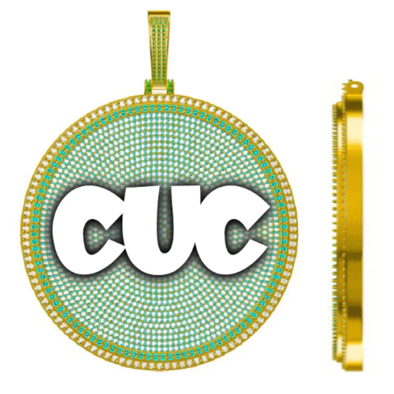 CUSTOM LETTER NECKLACE 3D BIG DISC sold by The GUU Shop