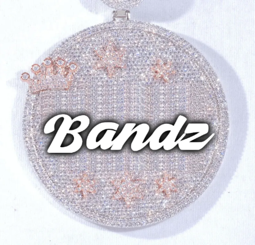 CUSTOM LETTER NECKLACE 3D BIG CROWN DISC sold by The GUU Shop