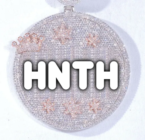 CUSTOM LETTER NECKLACE 3D BIG CROWN DISC sold by The GUU Shop