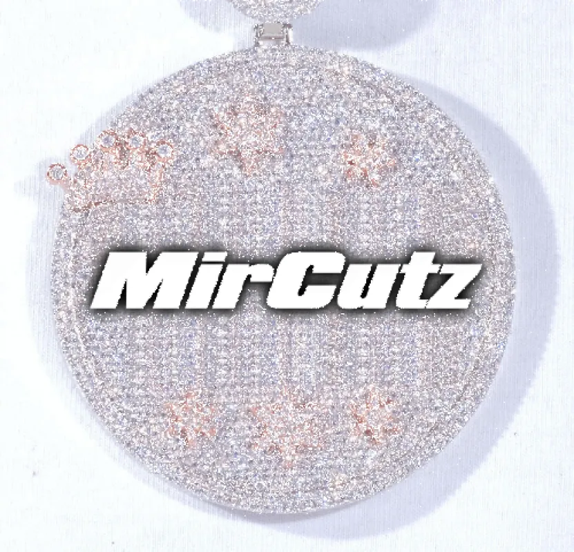 CUSTOM LETTER NECKLACE 3D BIG CROWN DISC sold by The GUU Shop