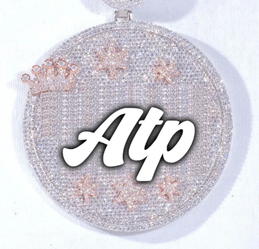 CUSTOM LETTER NECKLACE 3D BIG CROWN DISC sold by The GUU Shop