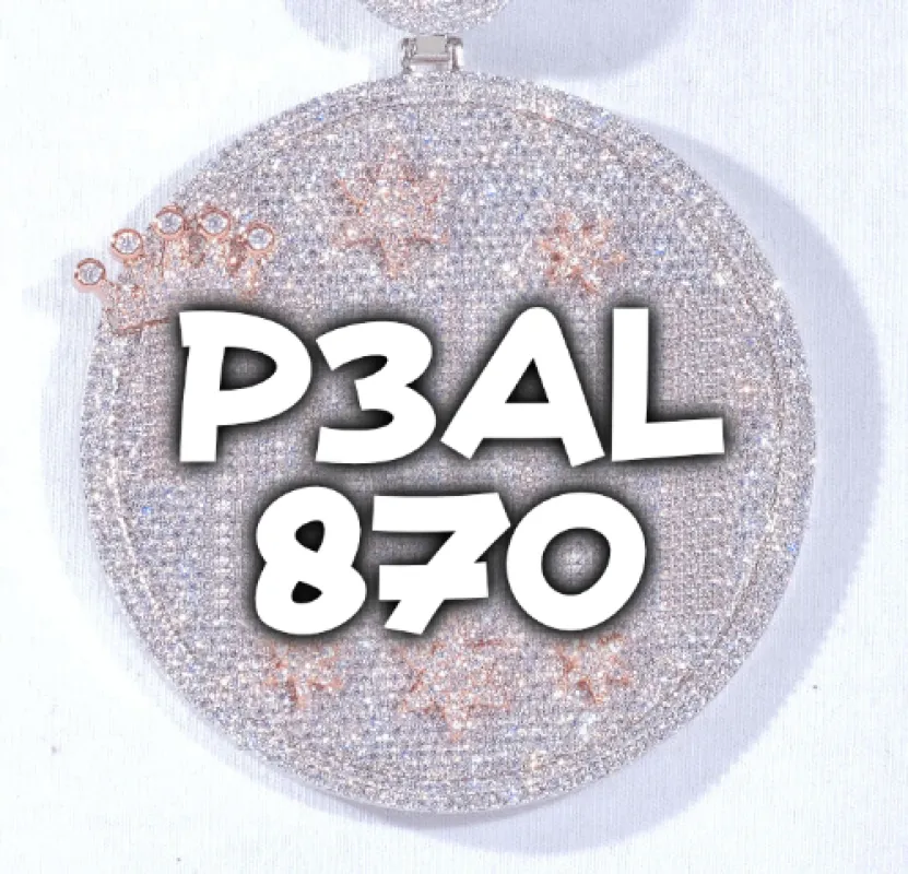 CUSTOM LETTER NECKLACE 3D BIG CROWN DISC sold by The GUU Shop