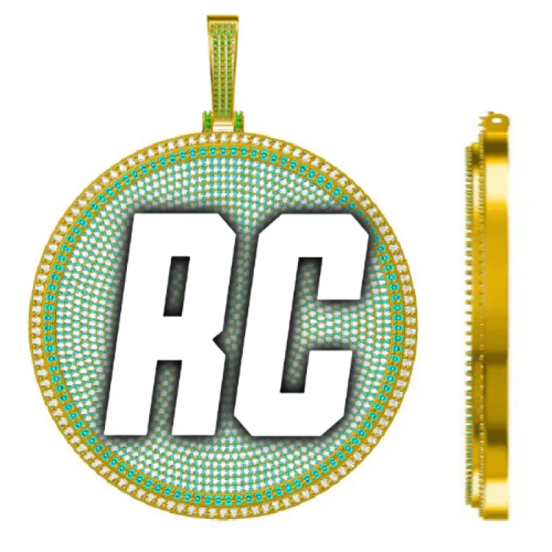 CUSTOM LETTER NECKLACE 3D BIG DISC sold by The GUU Shop