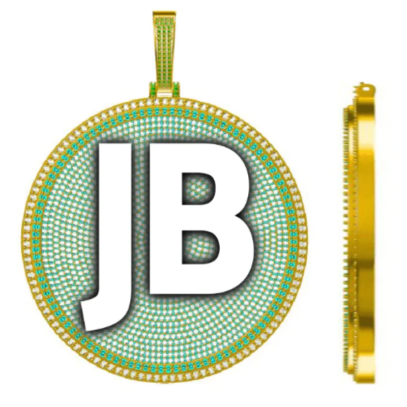 CUSTOM LETTER NECKLACE 3D BIG DISC sold by The GUU Shop