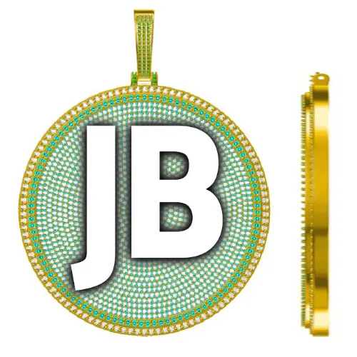 CUSTOM LETTER NECKLACE 3D BIG DISC sold by The GUU Shop