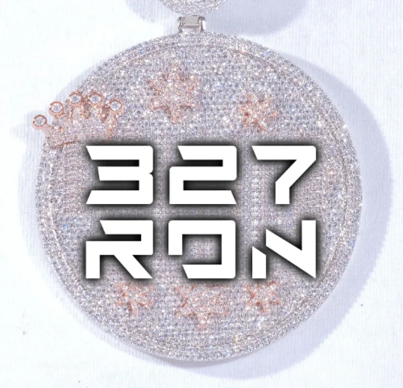 CUSTOM LETTER NECKLACE 3D BIG CROWN DISC sold by The GUU Shop