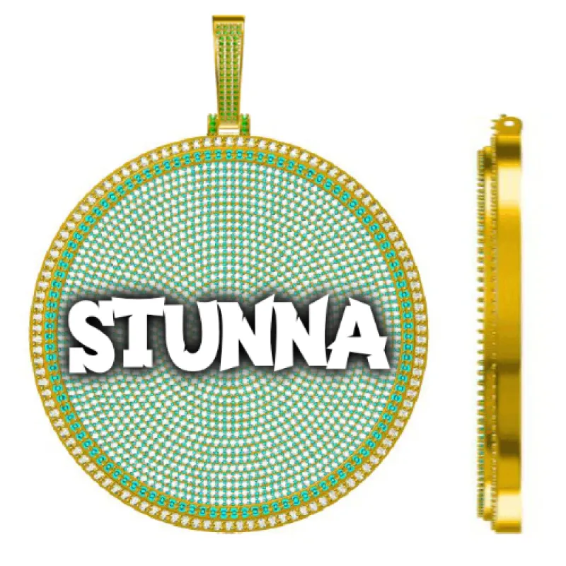 CUSTOM LETTER NECKLACE 3D BIG DISC sold by The GUU Shop