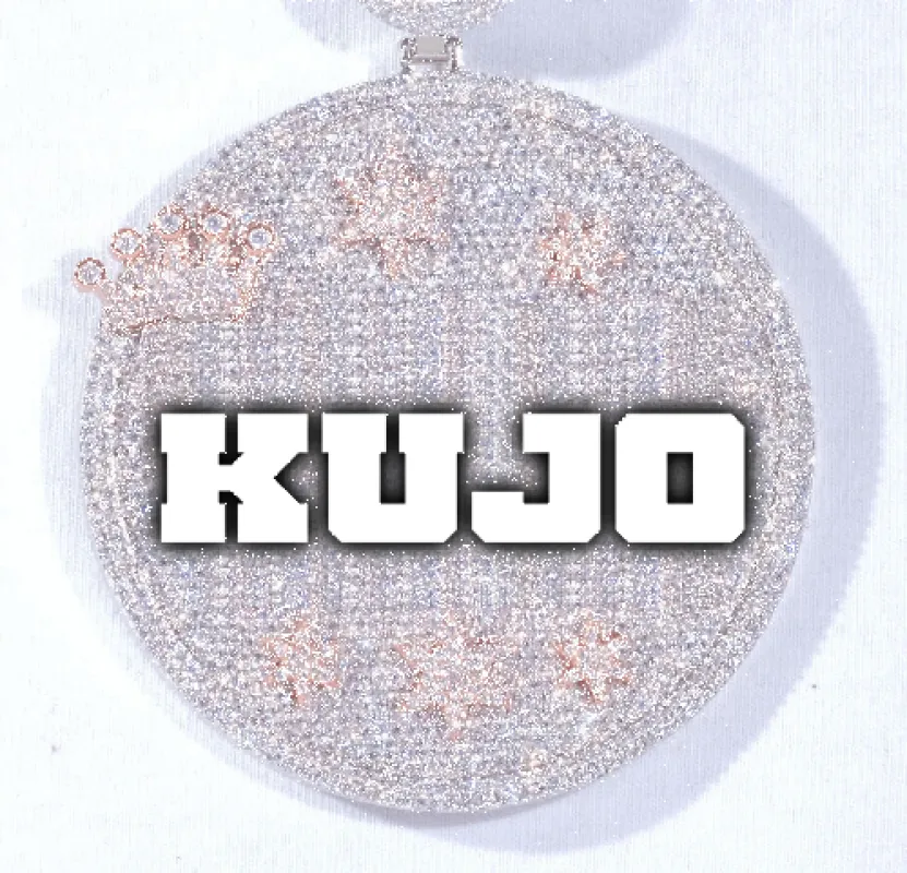 CUSTOM LETTER NECKLACE 3D BIG CROWN DISC sold by The GUU Shop