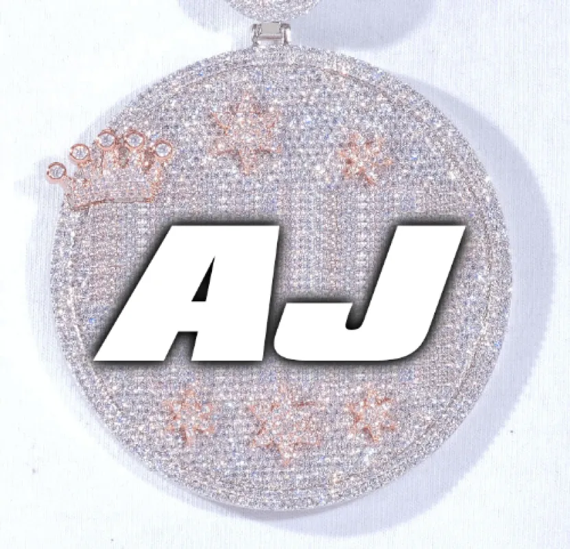 CUSTOM LETTER NECKLACE 3D BIG CROWN DISC sold by The GUU Shop