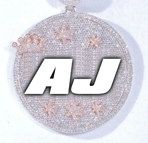 CUSTOM LETTER NECKLACE 3D BIG CROWN DISC sold by The GUU Shop