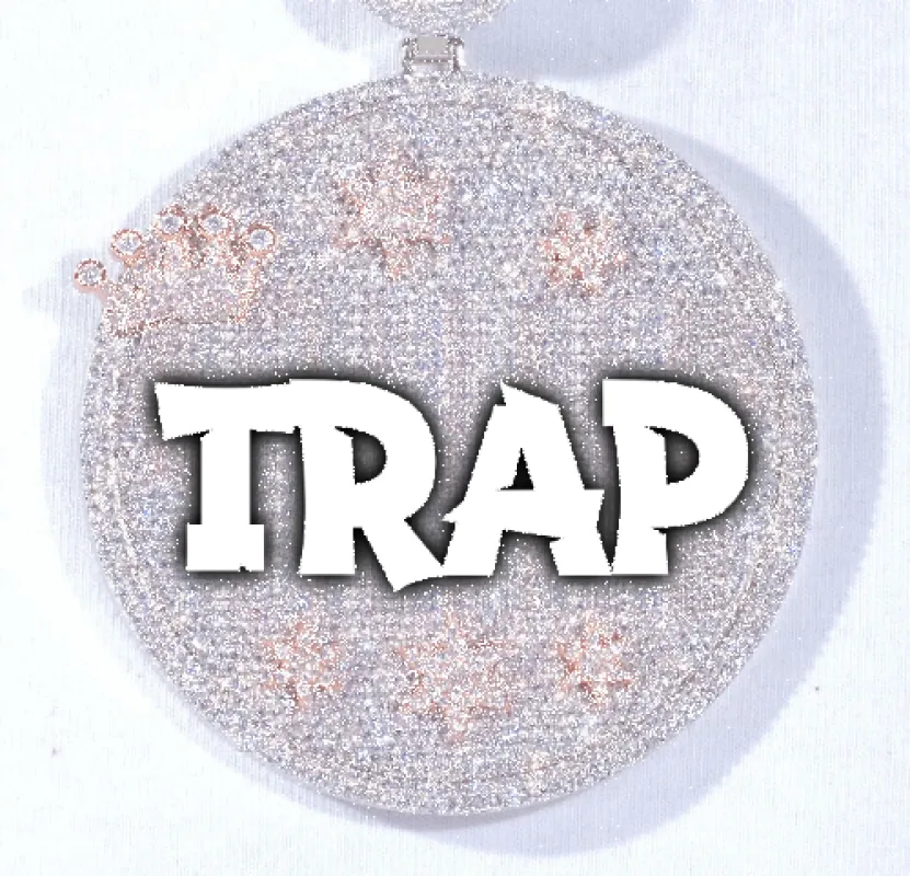 CUSTOM LETTER NECKLACE 3D BIG CROWN DISC sold by The GUU Shop