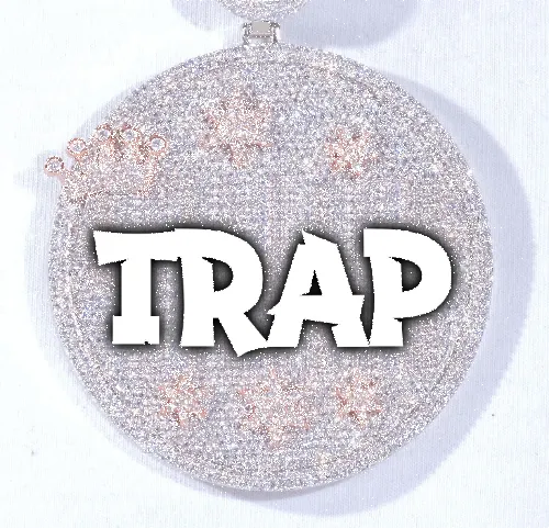 CUSTOM LETTER NECKLACE 3D BIG CROWN DISC sold by The GUU Shop