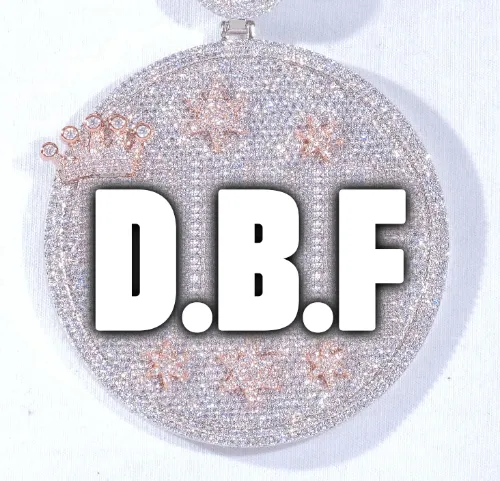 CUSTOM LETTER NECKLACE 3D BIG CROWN DISC sold by The GUU Shop