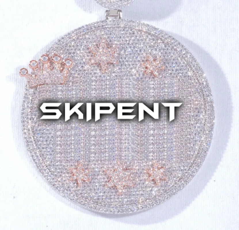 CUSTOM LETTER NECKLACE 3D BIG CROWN DISC sold by The GUU Shop