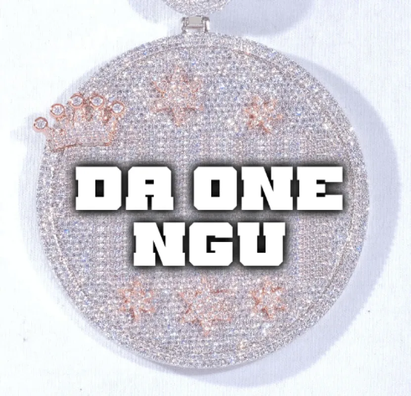 CUSTOM LETTER NECKLACE 3D BIG CROWN DISC sold by The GUU Shop