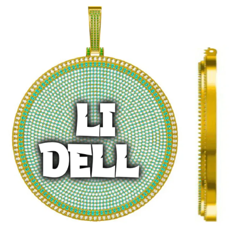 CUSTOM LETTER NECKLACE 3D BIG DISC sold by The GUU Shop