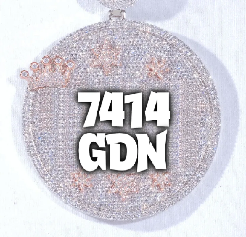 CUSTOM LETTER NECKLACE 3D BIG CROWN DISC sold by The GUU Shop