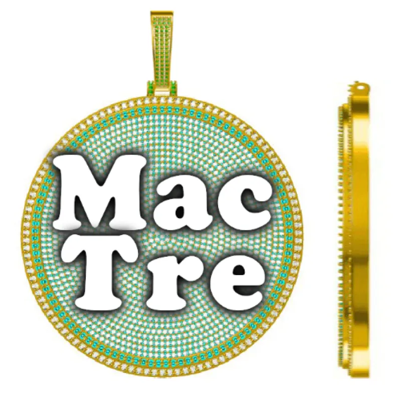 CUSTOM LETTER NECKLACE 3D BIG DISC sold by The GUU Shop