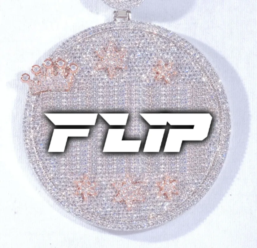 CUSTOM LETTER NECKLACE 3D BIG CROWN DISC made by The GUU Shop