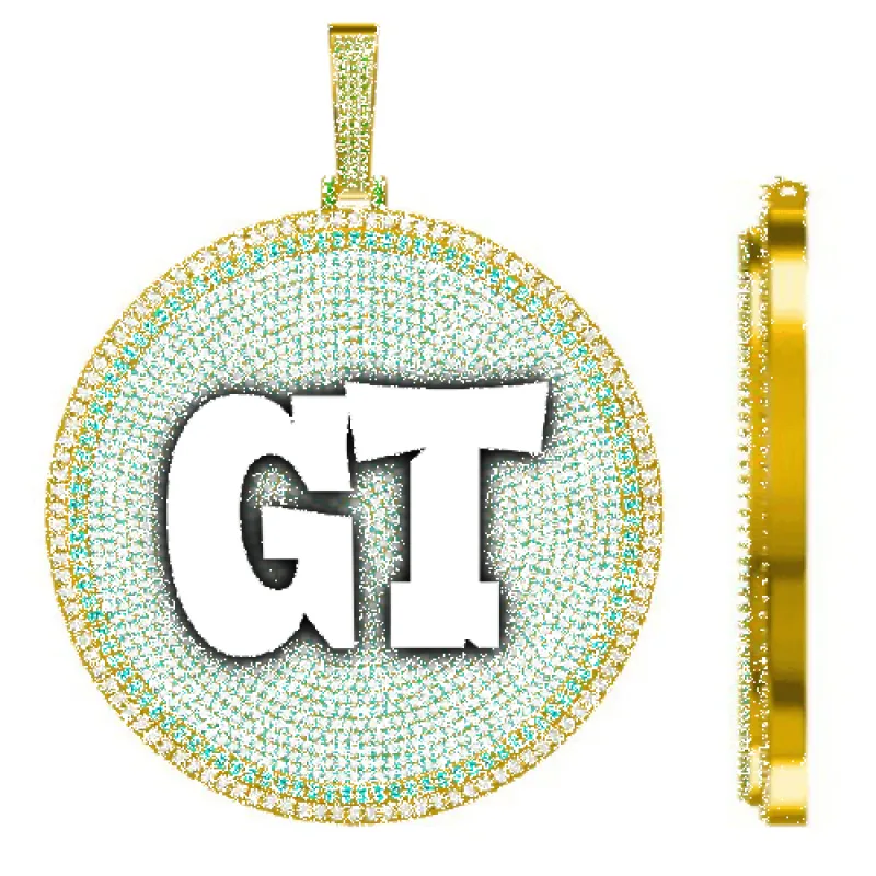 CUSTOM LETTER NECKLACE 3D BIG DISC sold by The GUU Shop