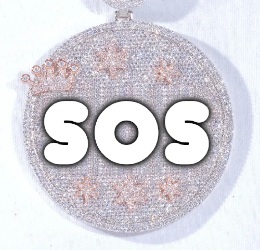 CUSTOM LETTER NECKLACE 3D BIG CROWN DISC made by The GUU Shop