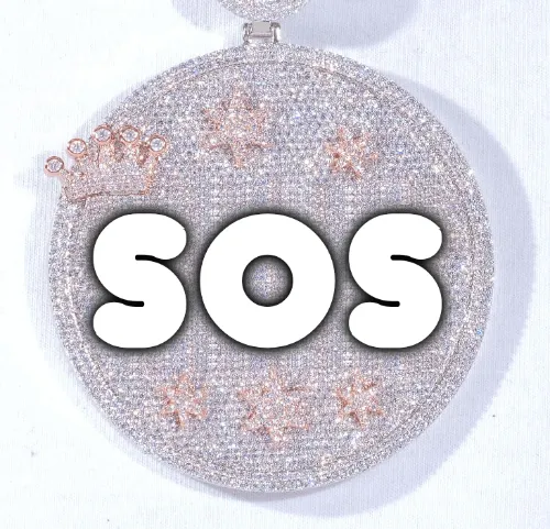 CUSTOM LETTER NECKLACE 3D BIG CROWN DISC sold by The GUU Shop