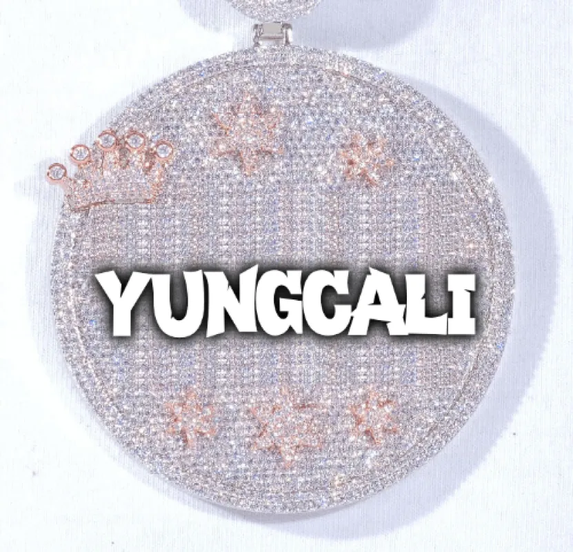 CUSTOM LETTER NECKLACE 3D BIG CROWN DISC sold by The GUU Shop