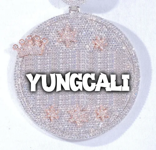 CUSTOM LETTER NECKLACE 3D BIG CROWN DISC sold by The GUU Shop