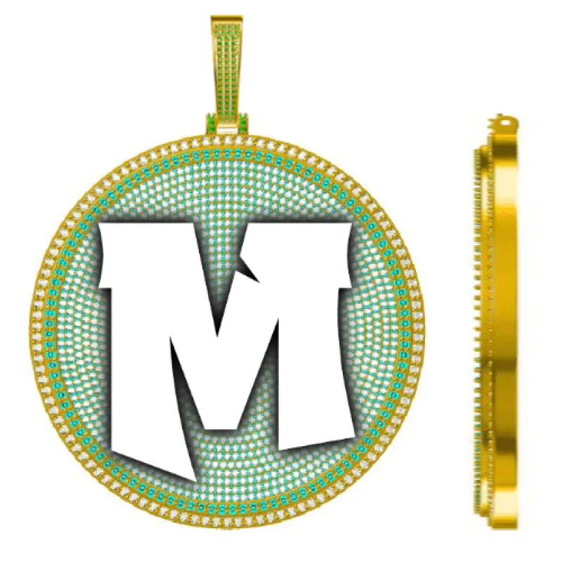 CUSTOM LETTER NECKLACE 3D BIG DISC sold by The GUU Shop