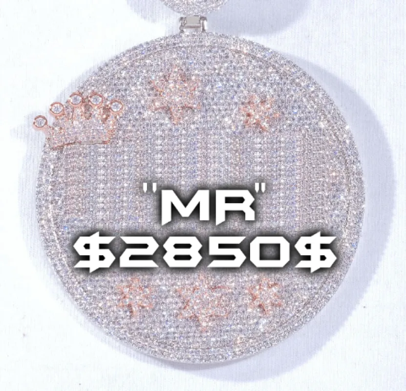 CUSTOM LETTER NECKLACE 3D BIG CROWN DISC sold by The GUU Shop