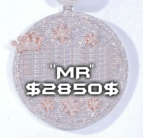 CUSTOM LETTER NECKLACE 3D BIG CROWN DISC sold by The GUU Shop