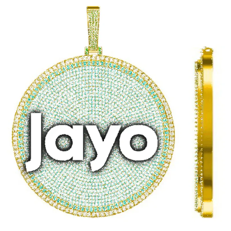 CUSTOM LETTER NECKLACE 3D BIG DISC sold by The GUU Shop