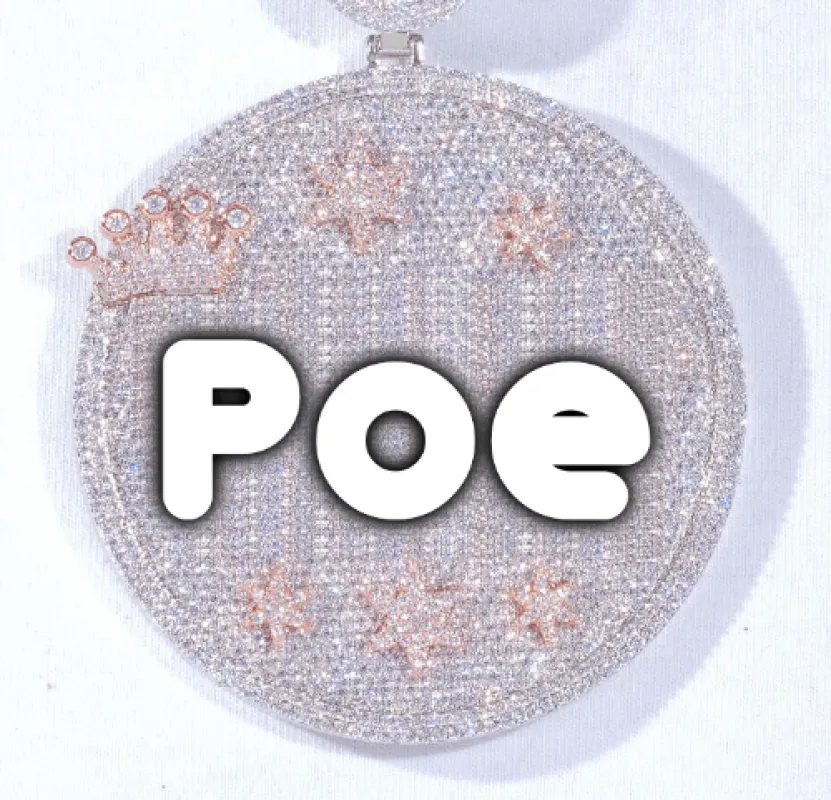 CUSTOM LETTER NECKLACE 3D BIG CROWN DISC sold by The GUU Shop