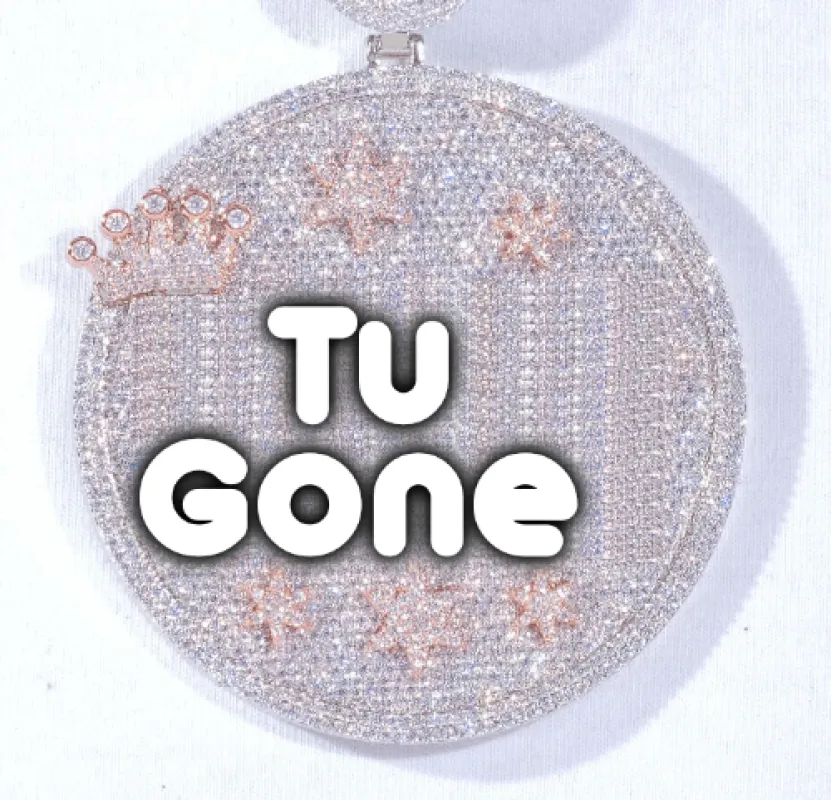 CUSTOM LETTER NECKLACE 3D BIG CROWN DISC sold by The GUU Shop