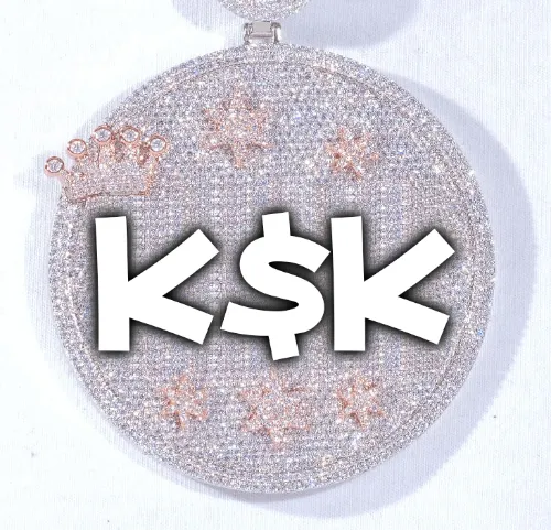 CUSTOM LETTER NECKLACE 3D BIG CROWN DISC sold by The GUU Shop