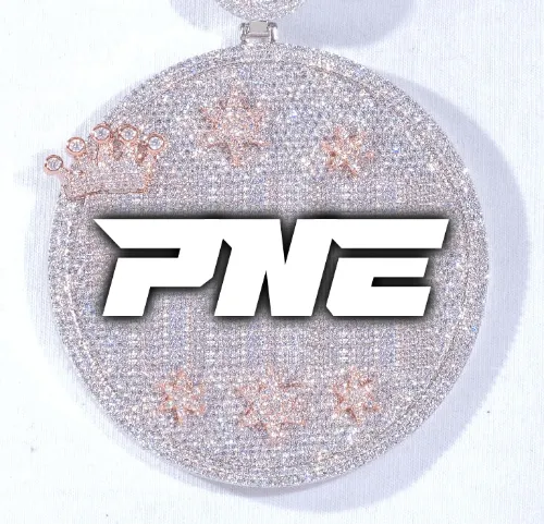 CUSTOM LETTER NECKLACE 3D BIG CROWN DISC sold by The GUU Shop