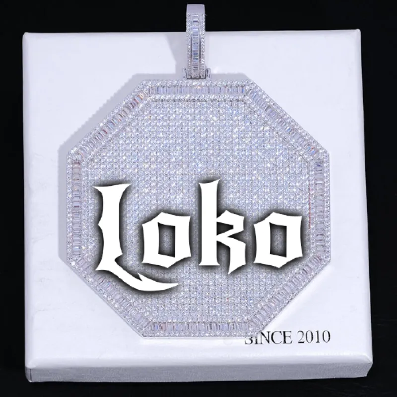 CUSTOM LETTER NECKLACE 3D BIG OCTAGON sold by The GUU Shop