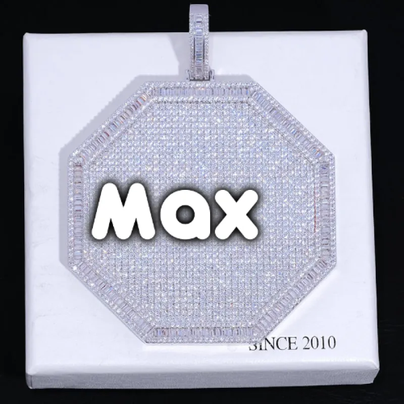 CUSTOM LETTER NECKLACE 3D BIG OCTAGON sold by The GUU Shop