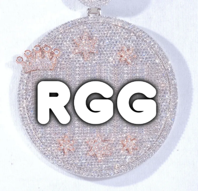 CUSTOM LETTER NECKLACE 3D BIG CROWN DISC sold by The GUU Shop