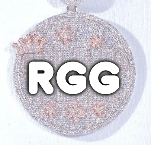 CUSTOM LETTER NECKLACE 3D BIG CROWN DISC sold by The GUU Shop