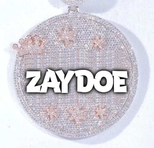 CUSTOM LETTER NECKLACE 3D BIG CROWN DISC sold by The GUU Shop